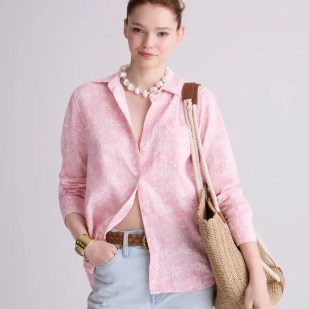 J Crew Classic-fit soft gauze shirt in tossed floral